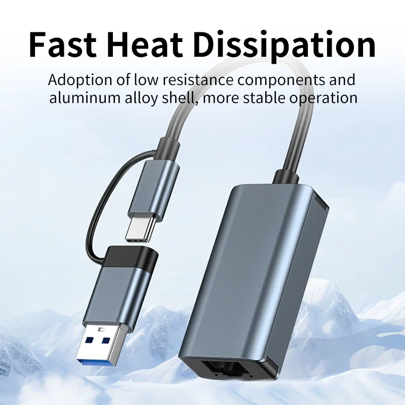 Unnlink 1000Mbps USB 이더넷 어댑터 USB 3.0 유형 C-RJ45 네트워크 카드(Nintendo Switch PC 노트북 TV 박스 인터넷 USB Lan)