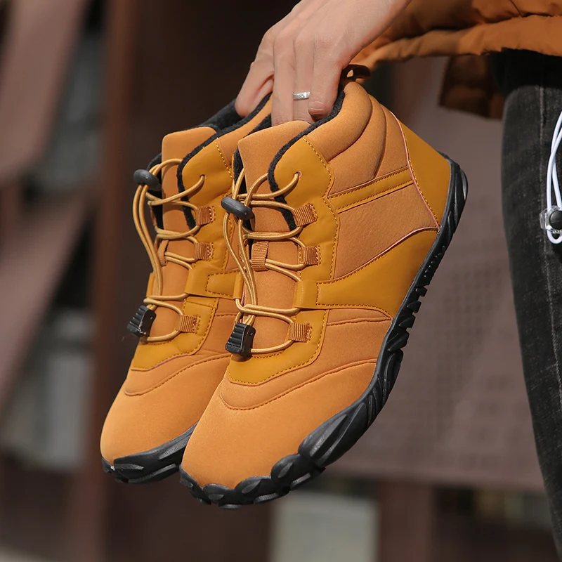 

Winter Warm Hiking Boots Men Rubber Running Barefoot Shoes Waterproof Non-Slip Breathable Jogging Sneakers For Trekking Climbing
