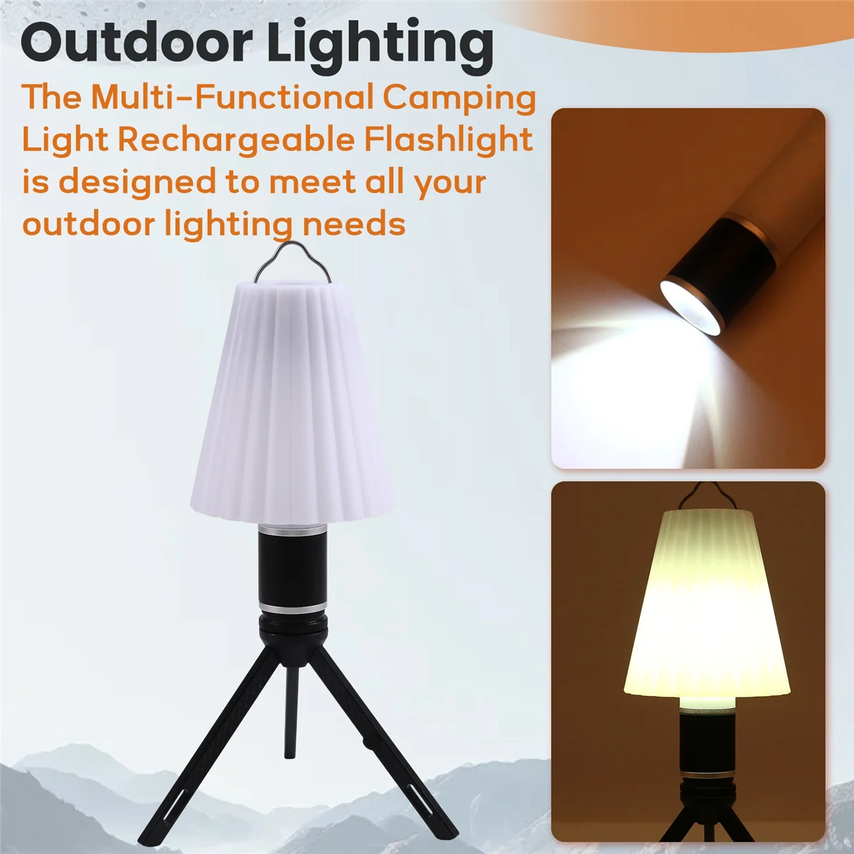 BAAU Multi-Functional Camping Light Rechargeable Flashlight Outdoor Camping Hiking Portable Light Outdoor Tent