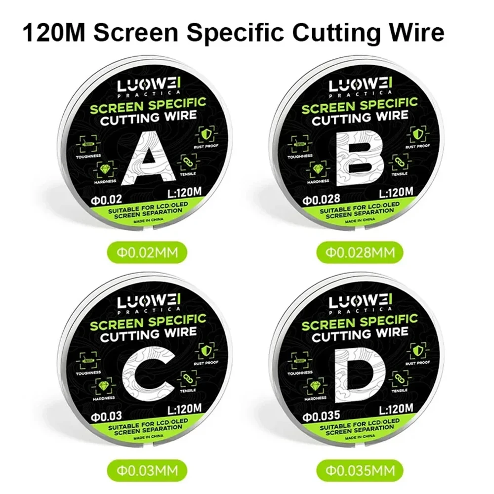 루웨이 슈퍼 120M 스크린 분리 나노 다이아몬드 와이어 0.02/0.028/0.03/0.035mm 모바일 수리 스크린 분리 절단 도구