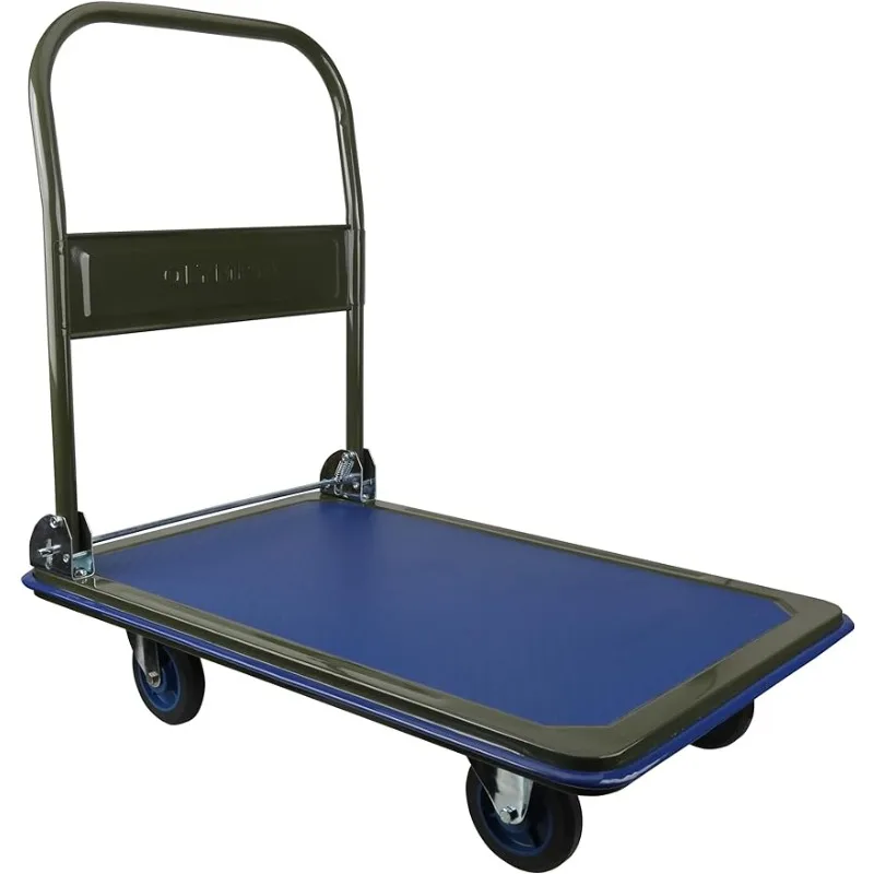 

Foldable Push Cart Dolly Capacity Heavy Duty Moving Platform Hand Truck - Folding & Rolling Olive Green & Blue Flatbed Carts
