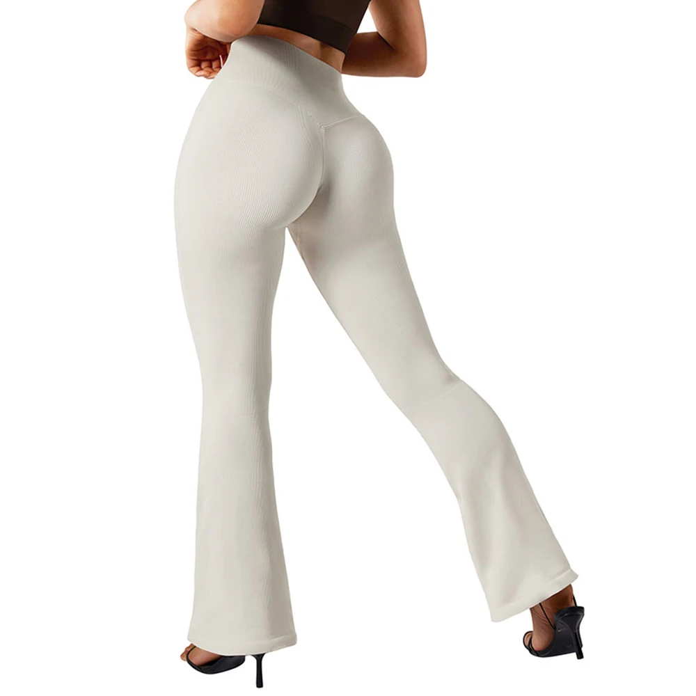 RUUHEE Seamless Ribbed Leggings Women Flared Leggings For Fitness Butt Lifting Push Up High Waist Flared Pants sports leggings sports pants