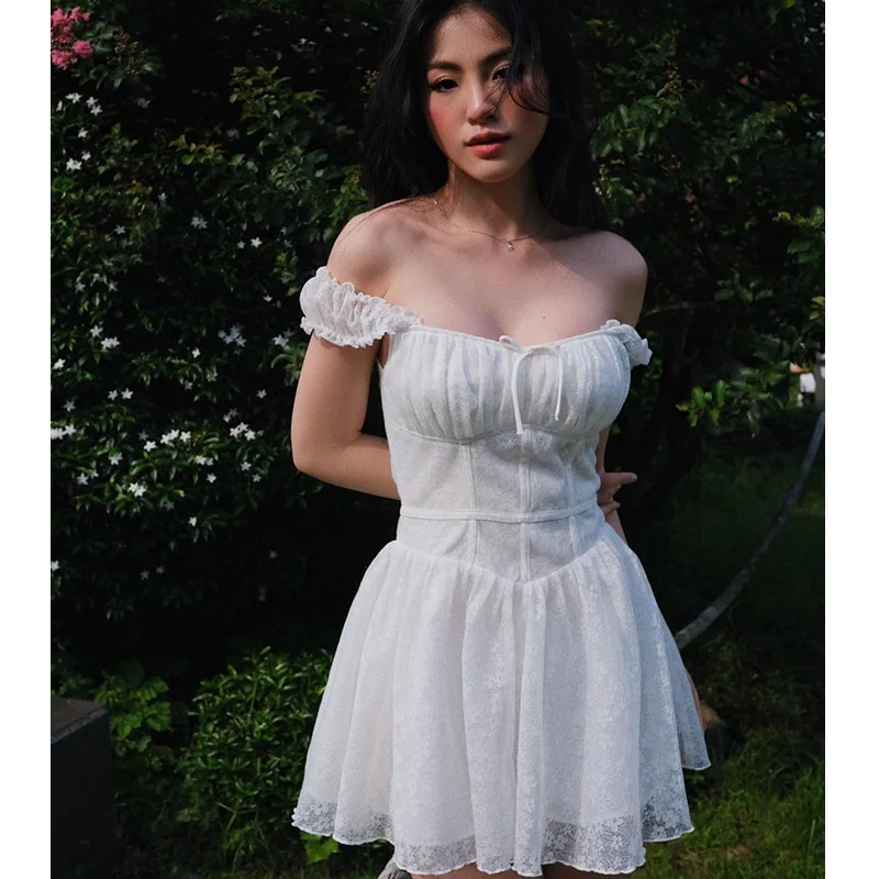 

Sweet Slim Solid Color Dress 2023 Summer Lace Stitching Suspender Dress Women Y2K Party Tight Vestidos Women's Clothing