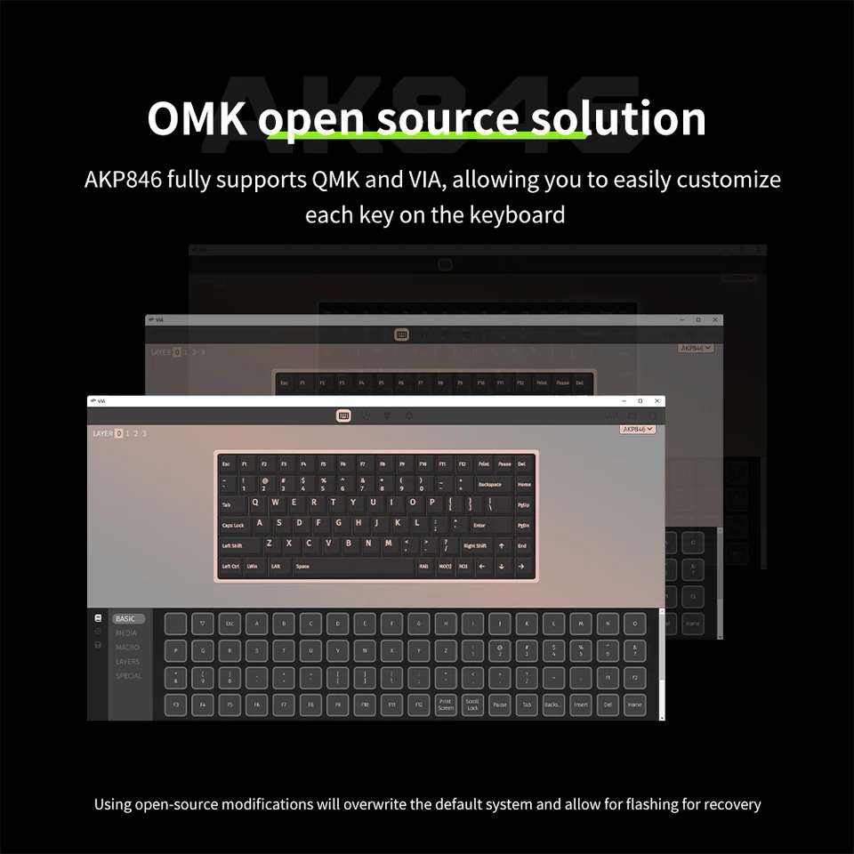 AJAZZ AKP846 single-mode mechanical keyboard 10.1 LCD color screen