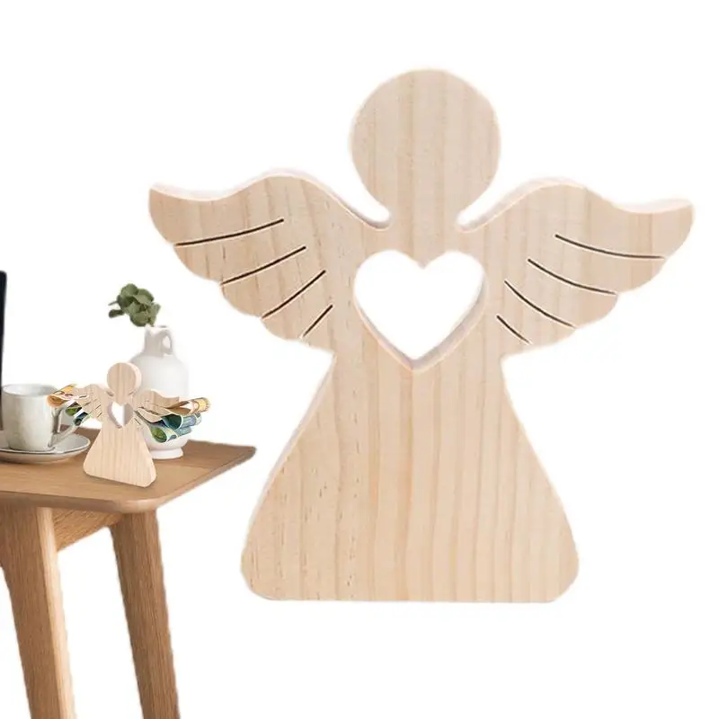 

Wooden Angel Figurines Desktop Mini Ornament Angel Figurine Miniature Toys Collectible Figurines Children Money Holder For