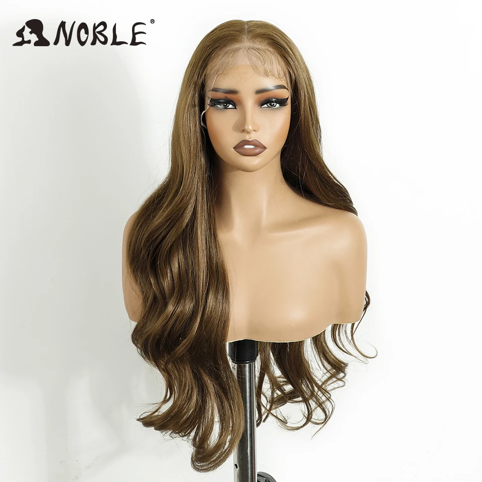 Noble 13X6 Lace Body Wave HD Transparent Ombre Blonde Highlight Wigs 26 Inch Baby Hair Lace Frontal Wig Wave Lace Wig For Women