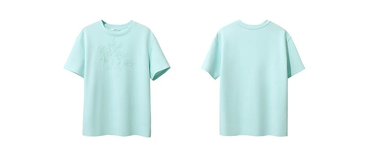 Amii Women's T-Shirt 2026 Summer New Round Neck Drop Shoulder Cotton Tee Lace Embroidered Woman Loose Fit knit Tops 12622048