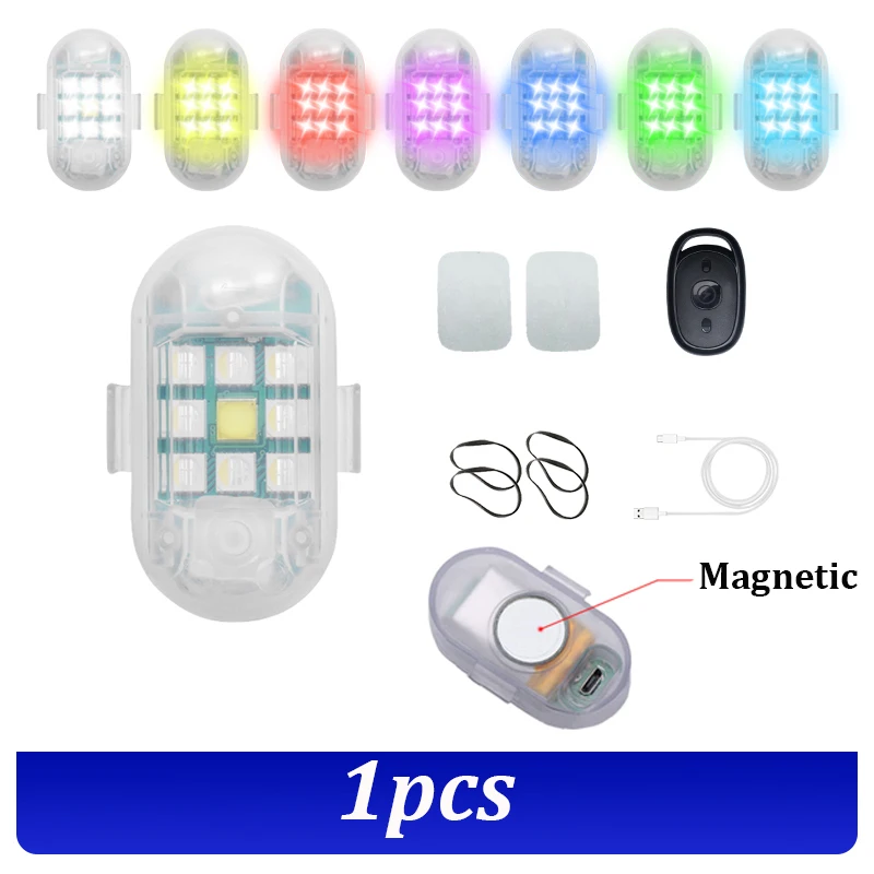 Led X2 Luce Stroboscopica Wireless 7 Colori Per Moto Bici Auto - Ricaricabile USB, Impermeabile, Alta Luminosità