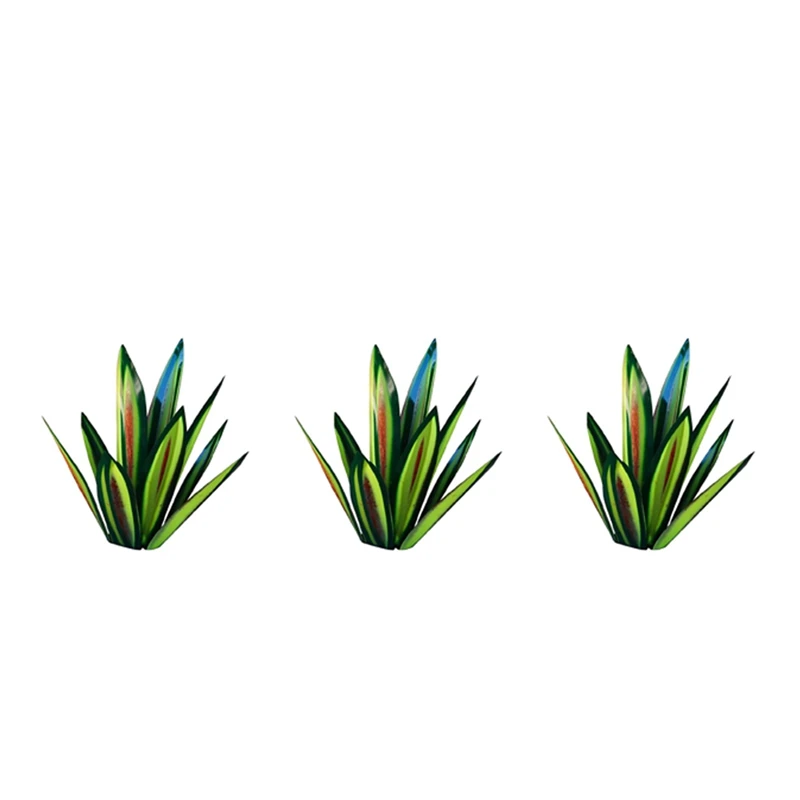 

HOT 3X 13.7Inch Tequila Rustic Sculpture, DIY Hand Painted Metal Agave Plants,Outdoor Garden Lawn Ornaments-Green