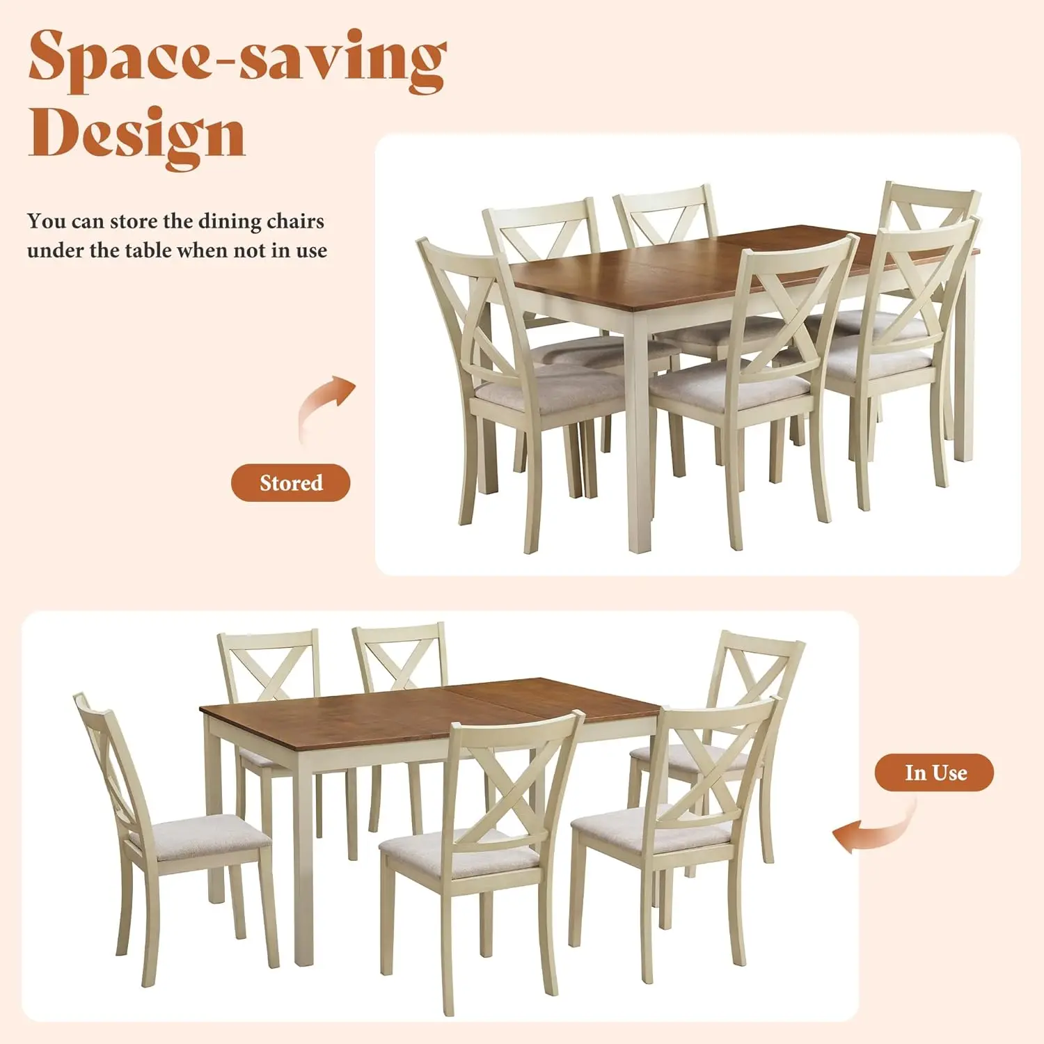 7-Piece Wood Dining Table Set 6