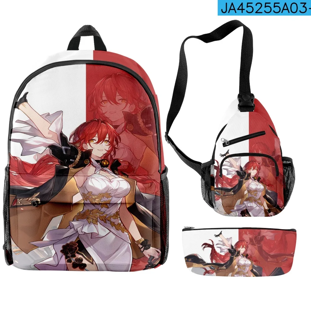 

Honkai Star Rail Anime Printed 3D Zipper Backpack Satchel Pen Bag 3pcs Set Bag Travel Backpack Gym Sport Backpack for Student