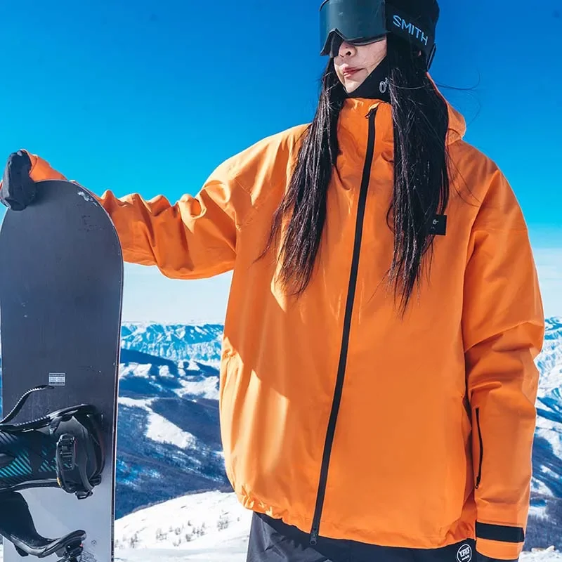 New Men Winter Solid Warm Outdoor Skiing Coat Windproof Waterproof Snowboarding Jackets Polyester Hooded Zipper Sports Ski Coats
