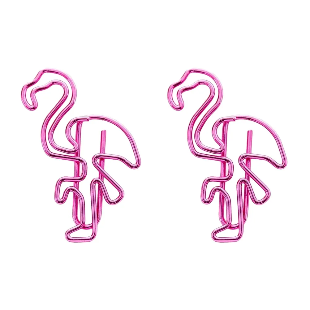 10Pcs 다채로운 플라밍고 금속 종이 클립 프리미엄 철 사무실 학교 문구 용품 부드러운 녹슬지 않는 문서 클램프