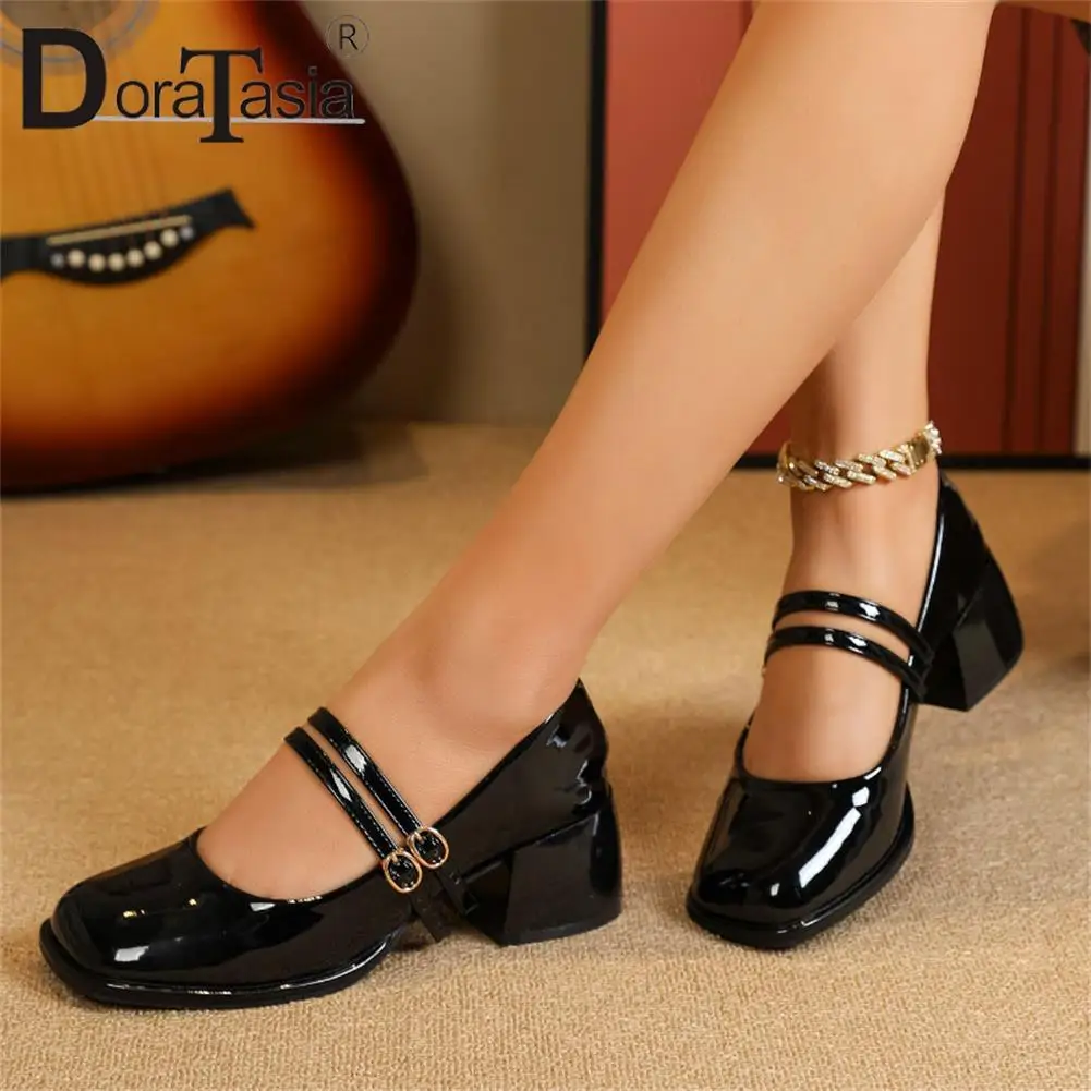 Brand New Female Solid Mary Janes Pumps Fashion Buckle Chunky Heel women's Pumps Casual Party Office Lolita Students Woman Shoes
