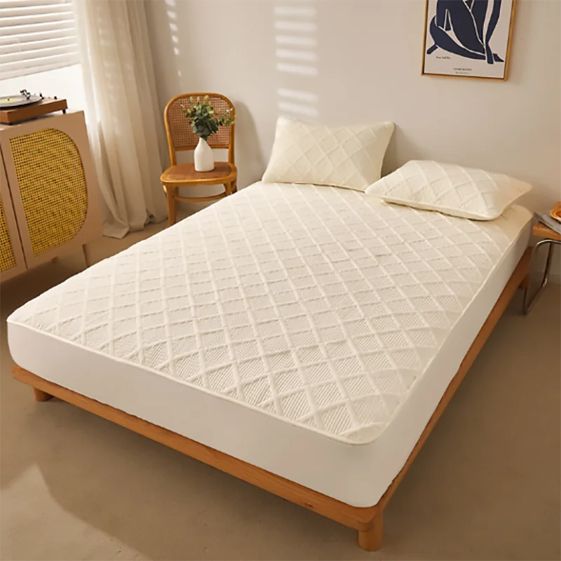 

Pure Cotton Soft Quilted Mattress Cover Anti-bacterial Bed Pad Protector Bed Fitted Sheets Latex Mat Cover For Single Double