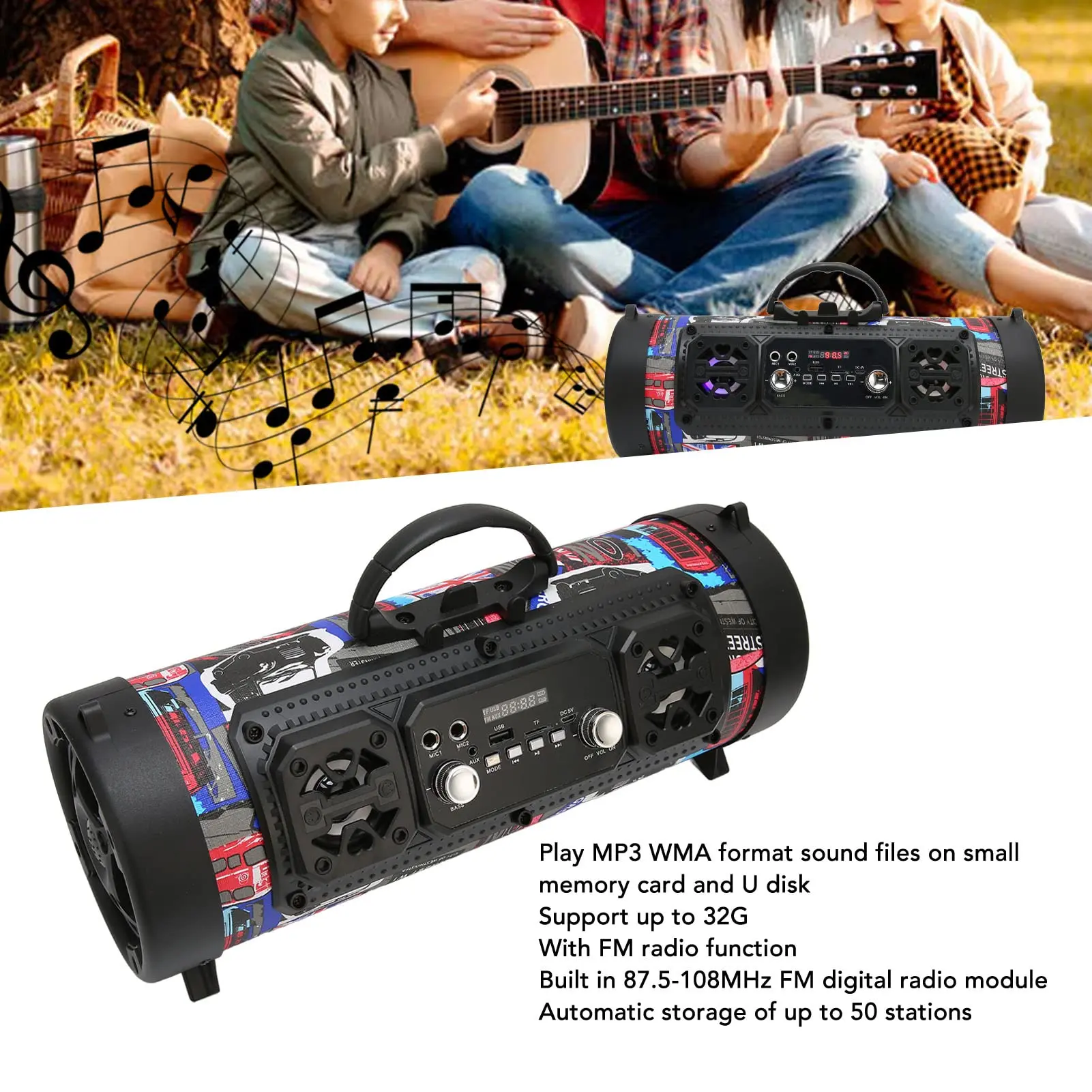 Graffiti Portable Bluetooth Bass Speaker 3