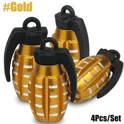 Set of 4 Premium Aluminum Tire Valve Stem Caps - Universal Fit for Cars, Trucks, Motorcycles & Bicycles (Gold)