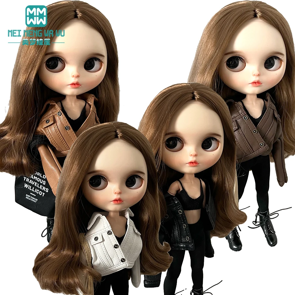 Passend für 28 cm große Blyth Azon OB22 OB24 Puppenkleidung, modische Lederjacke, Spielzeug, Geschenk – Detail 1