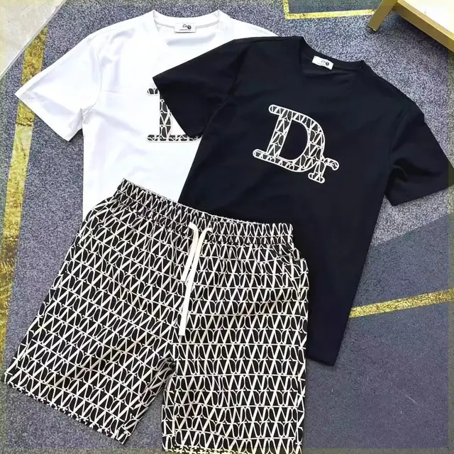 Conjunto de pantalones cortos deportivos blancos para hombre, Camiseta con estampado del alfabeto, camiseta esencial de alta calidad, tendencia fresca Xl, 2024