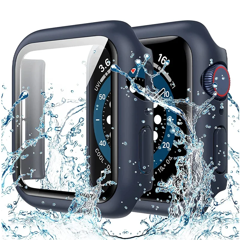 Vetro + Custodia Per Apple Watch Cover 9 8 7 Se 5 4 Iwatch Accessorie Screen Protector Apple Watch Serie 45Mm 44Mm 41Mm 40Mm 42Mm 38Mm