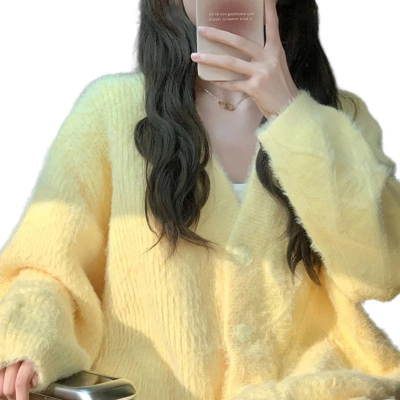 

Womens Long Sleeve Knitted Button Down Cardigan Sweater Open Front Outwear Coat