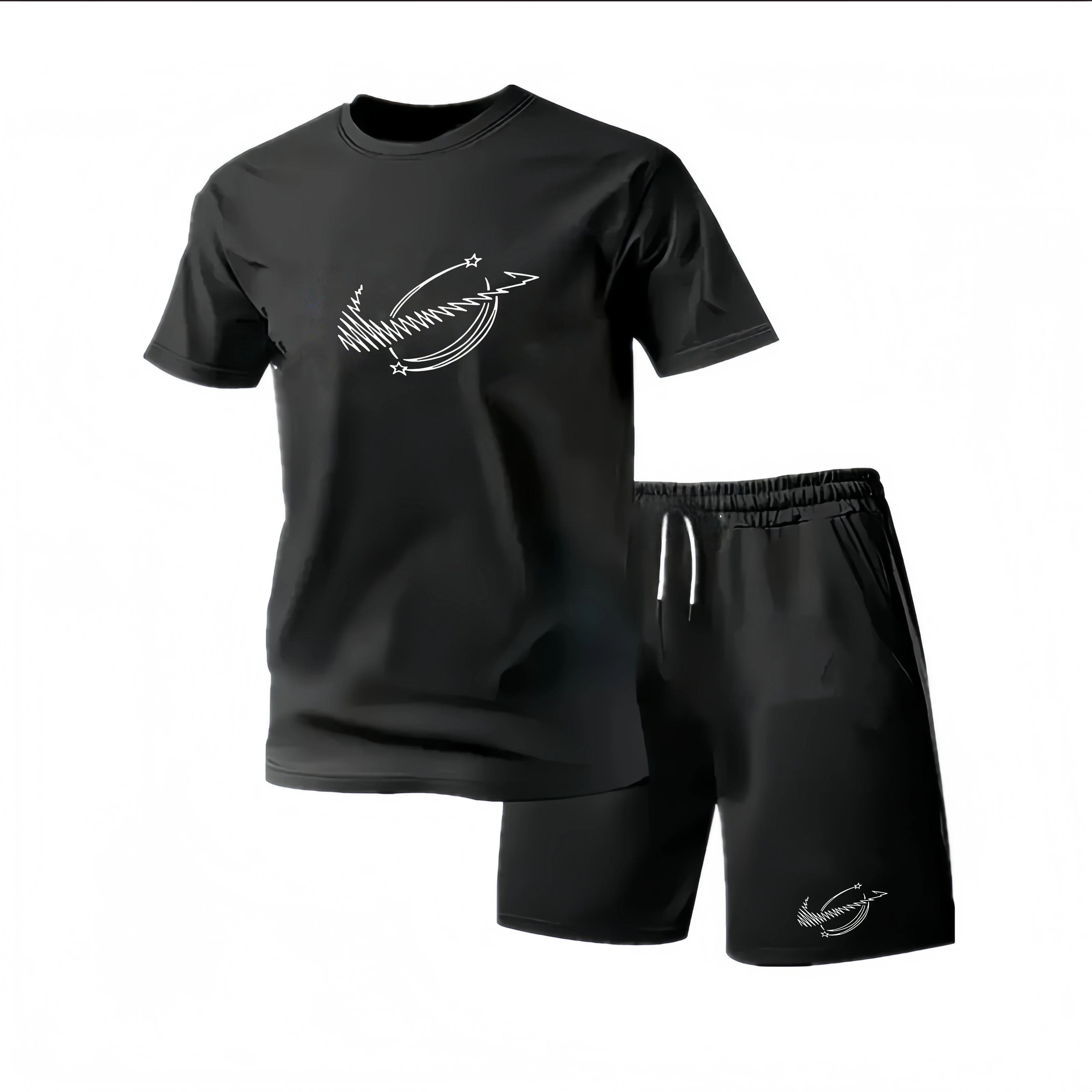 Nuovo abbigliamento sportivo estivo da uomo, set due pezzi con t-shirt a maniche corte e pantaloncini, abbigliamento casual traspirante e ad asciugatura rapida.