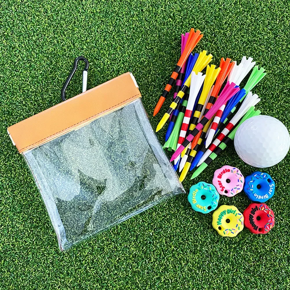 Golf Tees Pouch with Clip - Transparent Storage Bag for Outdoor Sports Accessories