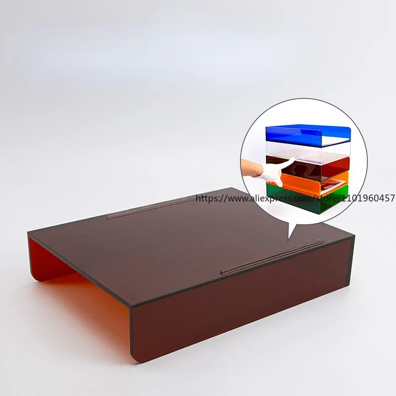 Color Desk Letter Tray A4/A5 Size Clear Acrylic Stackable Document Organizer Office Desktop File Paper Holder Book Storage Rack 2