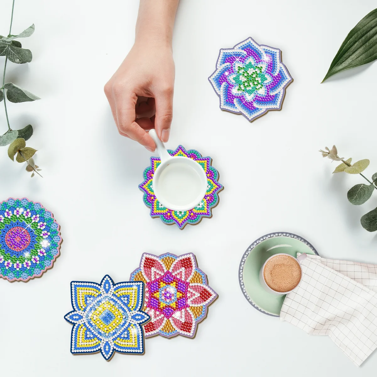 TINY FUN 12 Pcs Diamond Painting Kits Coasters with Holder - DIY Small  Mandala Diamond Art Coaster Kits Art Craft Supplies for Beginners&Adults 