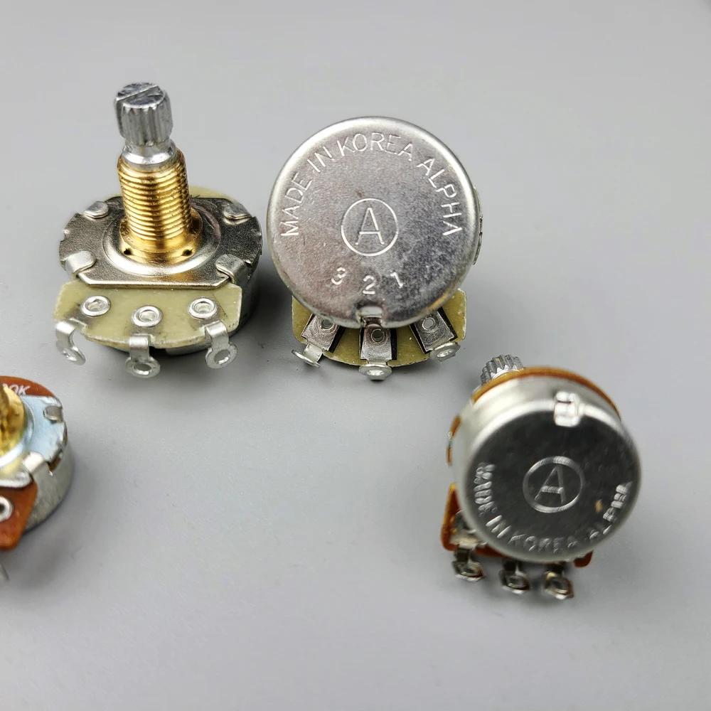 Alpha Brass Shaft Potentiometer(POT) For Electric Guitar Bass A250K/B250K/A500K/B500K