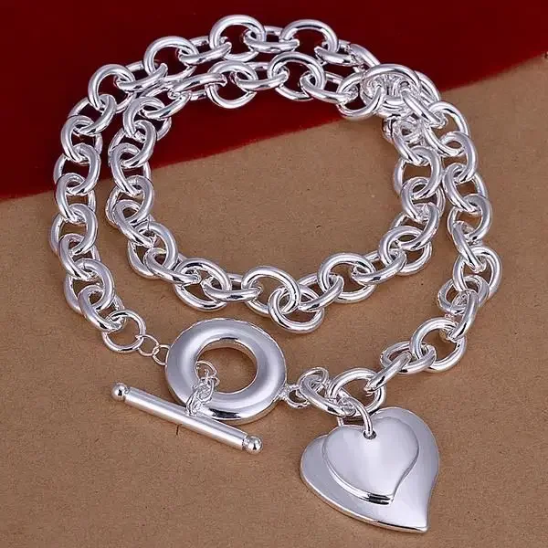 925 Sterling Silver Necklaces Jewelry 20 Inches Classic Thick chain heart pendant high quality Christmas Gifts