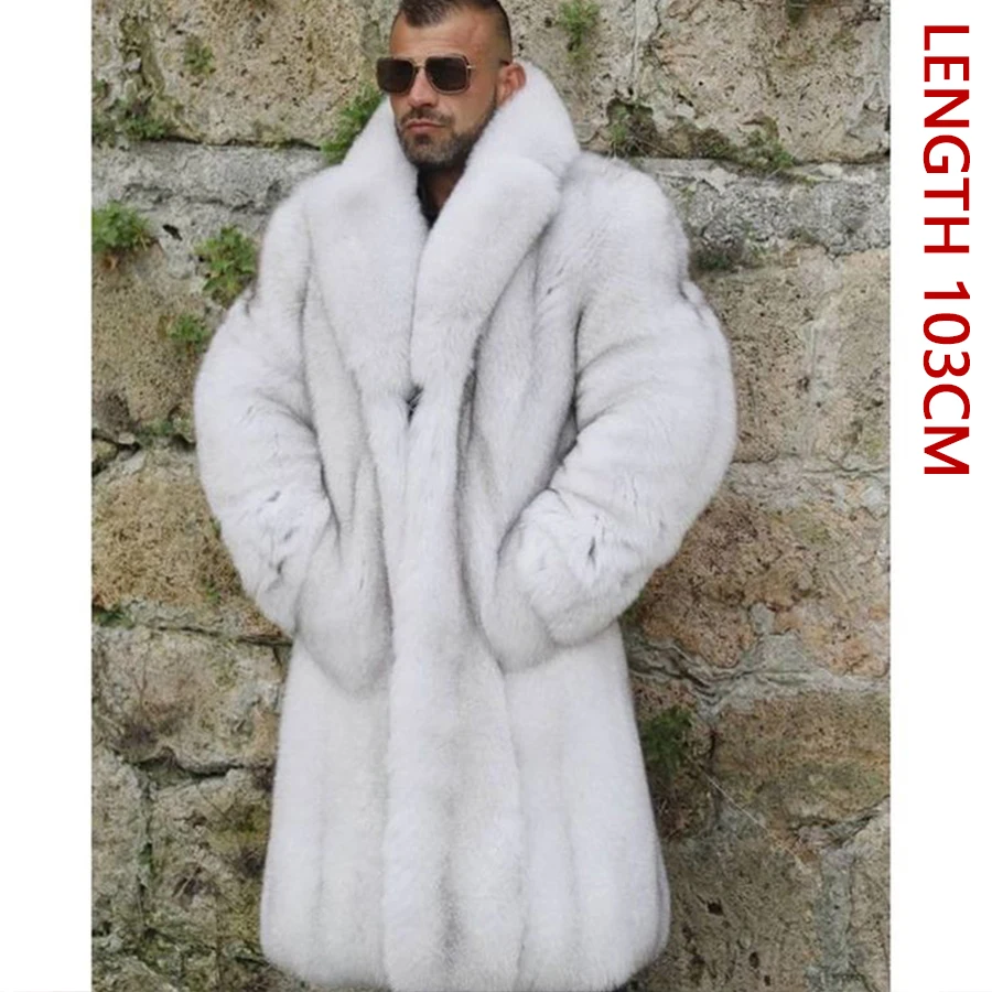 

Real Silver Fox Fur Coat Natural Fox Fur Clothes Winter Men Big Large Suit Collar Warm Thick New Style