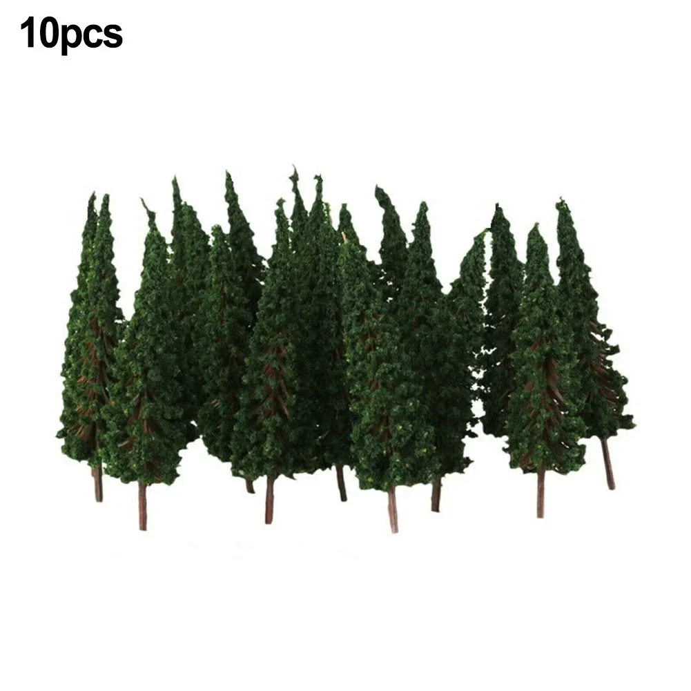 10Pcs Pine Trees 1:25 Model Train Railway Building Model Tree 3 Different Greens For OO Scale Railroad Layout Diorama Wargame 4