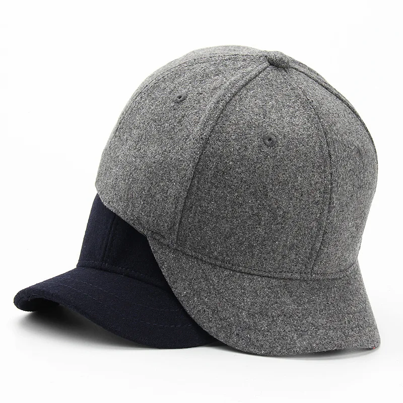 Mens Short Brim Baseball Cap Casual Retro Wool Warm Snapback Caps for Women Short Billed Umpire Dad Hats 2