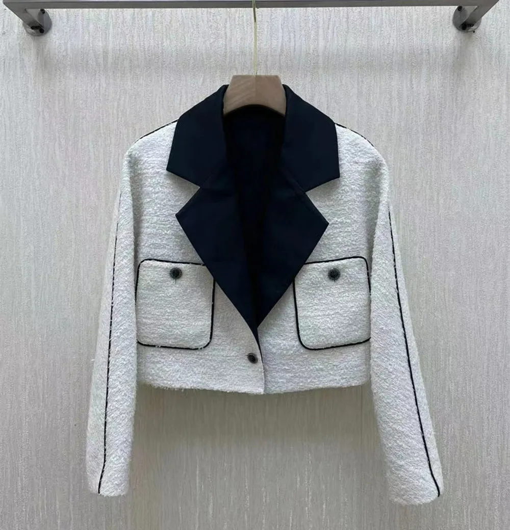 

2022 Spring New Designer High Quality Women's Vintage Tweed Coat C108