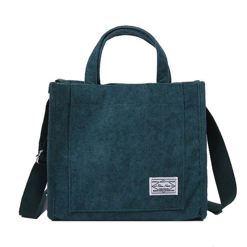 Syrads Ladies Cute tracolla in velluto a coste Tote Bag Crossbody cerniera borsa borsa borse,Nero