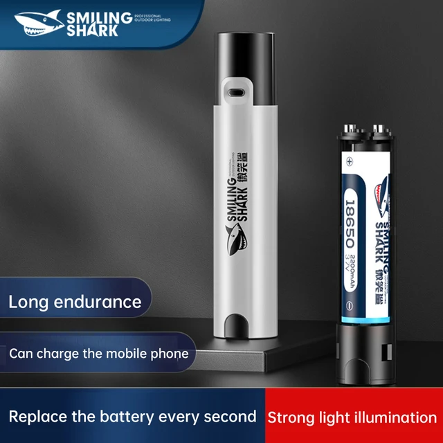 Smile Shark Flashlights Rechargeable LED Flashlight Torches Outdoor Camping  Strong Lamp Lantern Waterproof Tactical Flashlight - AliExpress