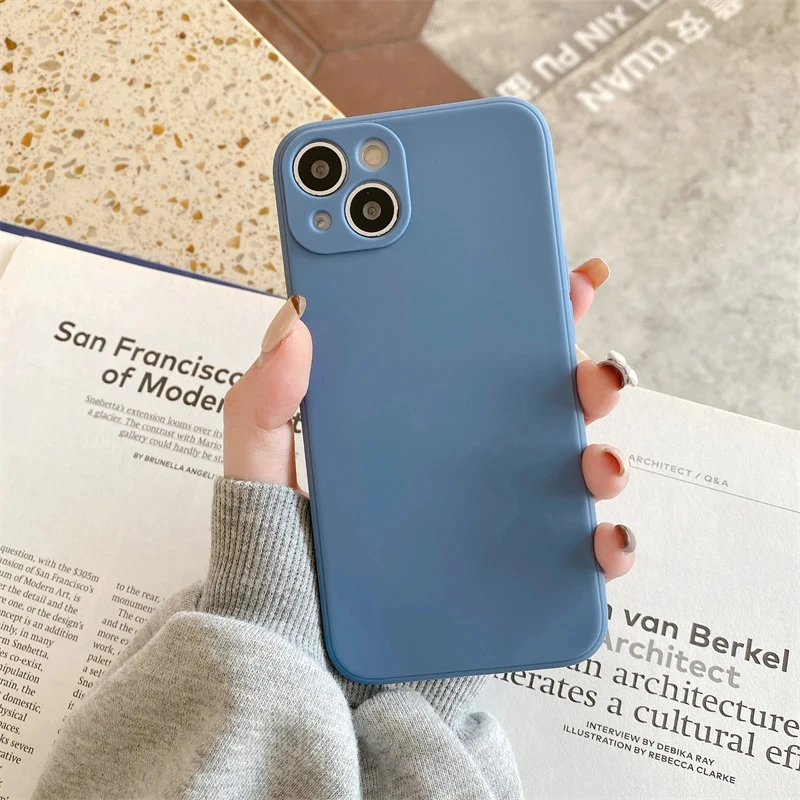 Square Liquid Silicone Soft Phone Case - Shockproof Candy Cover