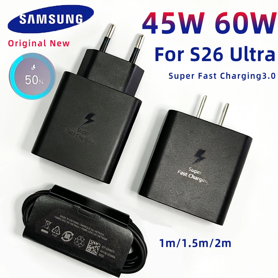 Fast Charge Type C Adapter with 45W/60W Power Delivery & EU Cable