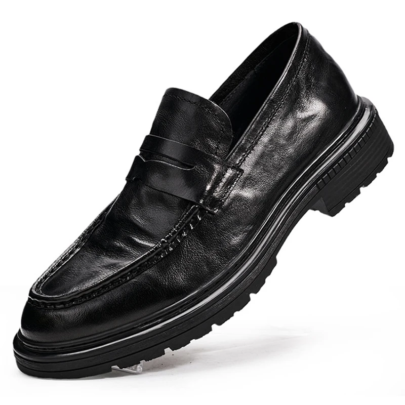 Mocassini In Pelle Naturale British Retro Men Shoes All-Match Pelle Bovina Primavera Uomo Casual Di Alta Qualità In Vera Pelle Autunno Inverno