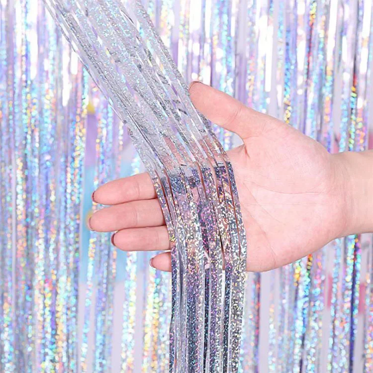 

Silver 2M*1M Laser Tinsel Foil Curtain Frozen Party Supplies Birthday Decoration Baby Shower Wedding Party DIY Decorations