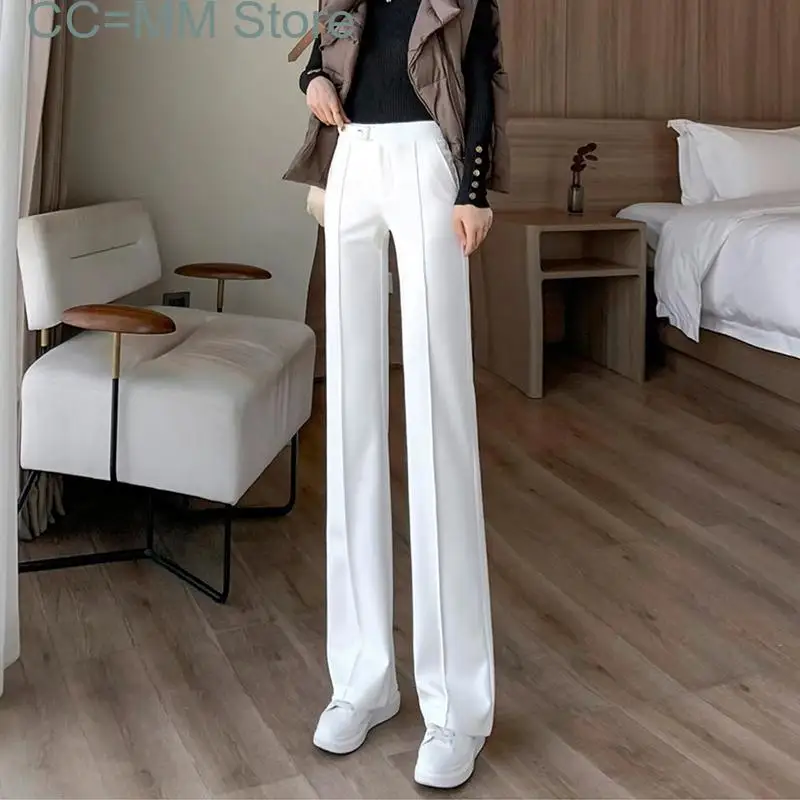 New Wide Leg for Women Fall Korean Fashion Casual Suits Pants High Waisted Office Ladies Elegant Full Length