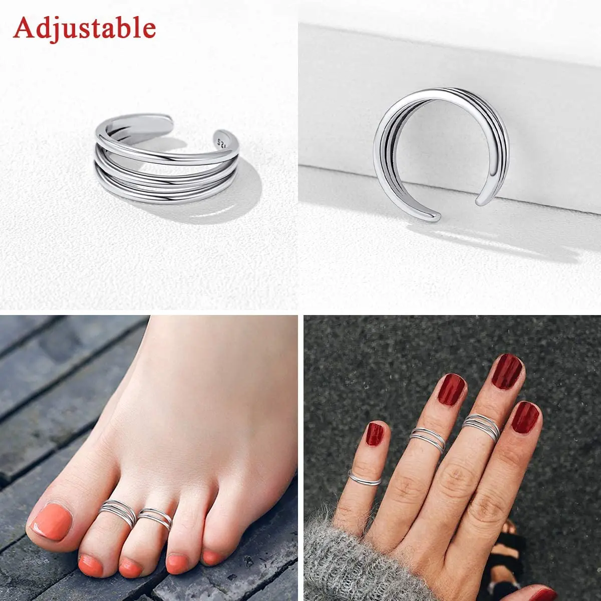 Amazon.com: Toe Ring Chevron Toe Ring Sterling Silver Chevron Toe Ring  Adjustable Toe Ring : Handmade Products