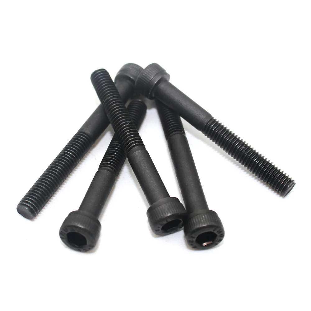 1/2/5pcs M3 M4 M5 M6 M8 M10 M12 Black Grade 12.9 Steel Lengthened Long Allen Hexagon Hex Socket Cap Head Screw Bolt Half Thread
