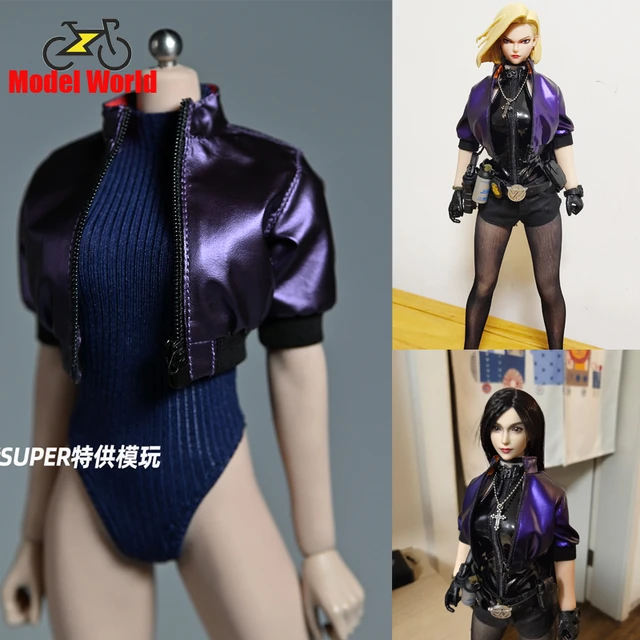 IN STOCK 1/6 Scale female clothes purple short jacket with zipper fit 12''  action figure