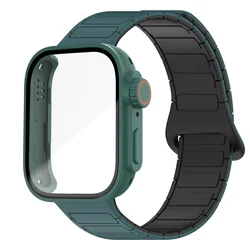 Enhanced Magnetic Sport Band with Breathable Dual - Color Silicone Strap and Sweat - Resistant Case for Huawei Fit 3 (AGreen Black Gr)
