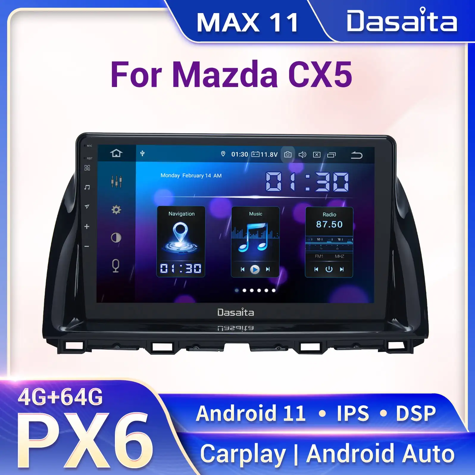 

Dasaita Android11 Multimedia Player for Mazda CX5 2012 2013 2014 2015 CX-5 Stereo Android Auto Carplay 10.2" HD IPS DSP AHD