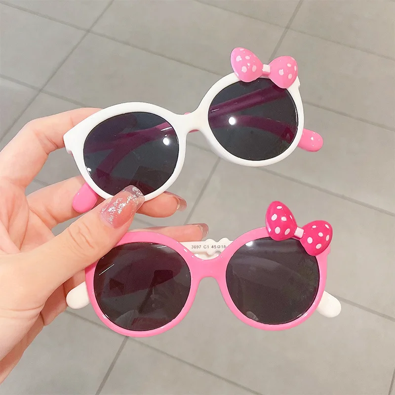 Color Block With Bow Decor Large Frame Sunglasses children sunglasses kids sunglasses cosplay sunglasses party sunglasses fashion sunglasses Teens Boys Girls Outdoor Party Vacation Travel kids eyewear