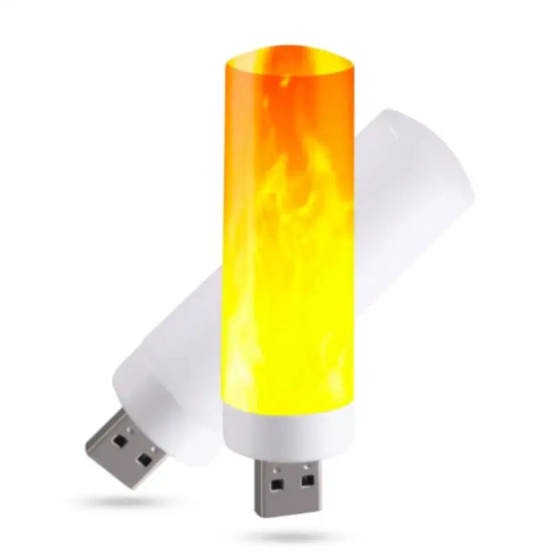 USB LED Light Gadget Simulation Flame Ambient Light Flashing Candle Book Light Suitable for