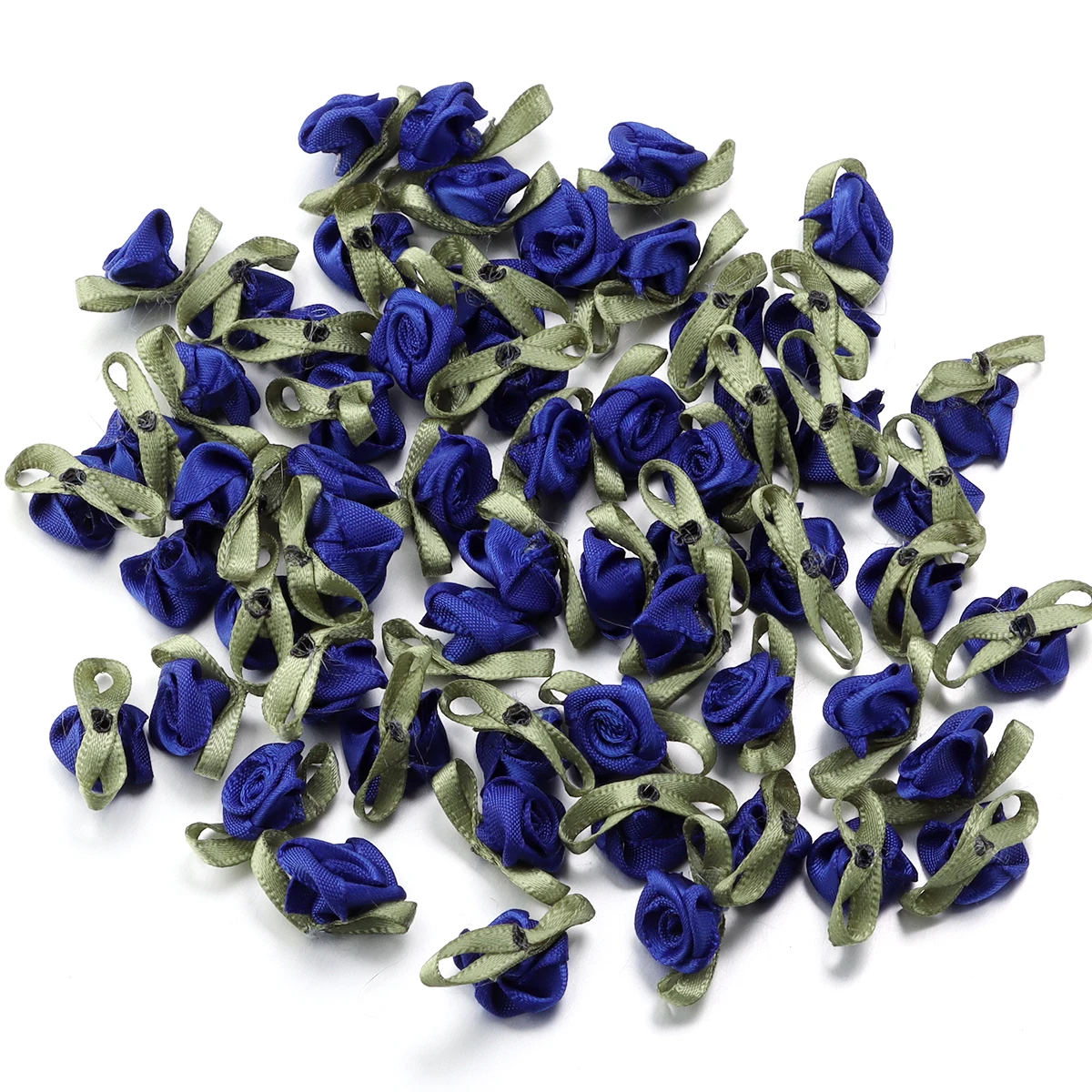 50pcs Mini Satin Ribbon Rose Appliques for Decorative Sewing and Crafts
